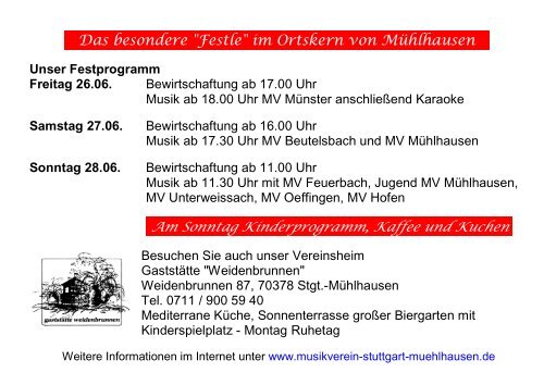Der Musikverein lädt ein zur Sommer-Hocketse 26.06. bis 28.06. vor ...