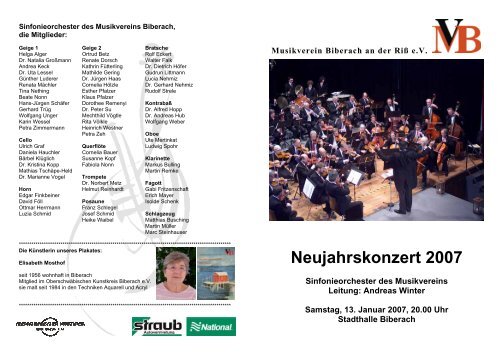 Neujahrskonzert 2007 - Musikverein Biberach an der Riß eV