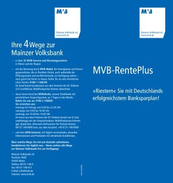 Flyer MVB-RentePlus - Mainzer Volksbank eG