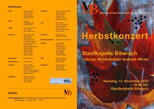 Herbstkonzert am 13.11.2010 - Musikverein Biberach an der Riß eV