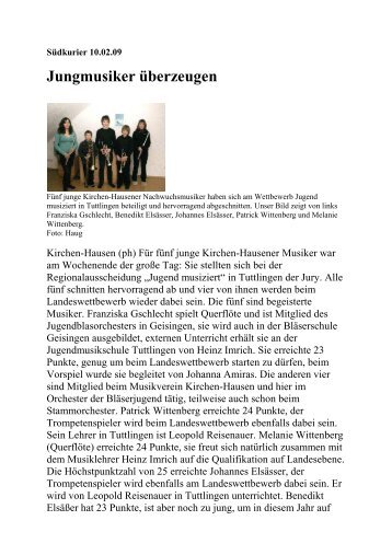 Südkurier 10.02.09 Jugend musiziert - Musikverein Kirchen-Hausen ...