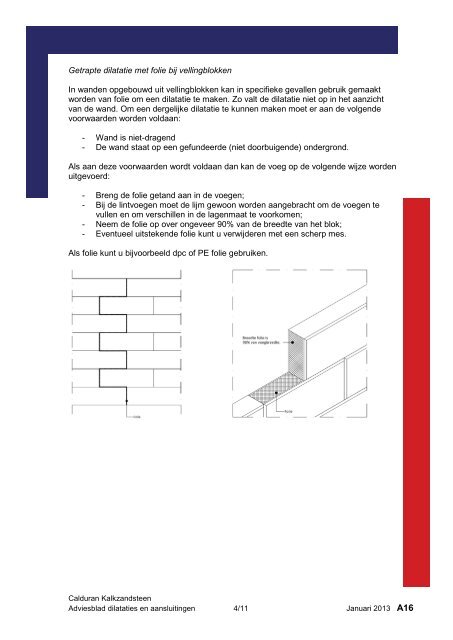 Adviesblad dilataties en aansluitingen - Calduran Kalkzandsteen BV