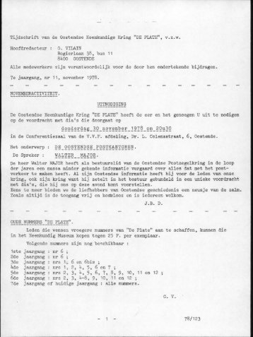 Tijdschrift van de Oostendse Heemkundige Kring "DE PLATE", v.z.w. ...