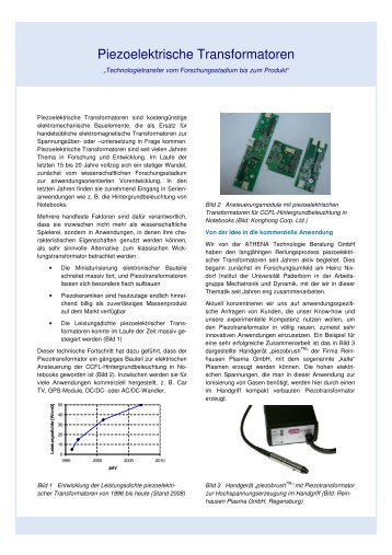 Piezoelektrische Transformatoren - ATHENA Technologie Beratung ...