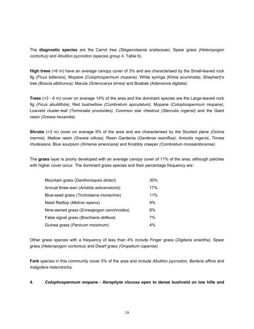 the vegetation types and veld condition - Maremani Nature Reserve