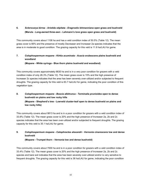 the vegetation types and veld condition - Maremani Nature Reserve