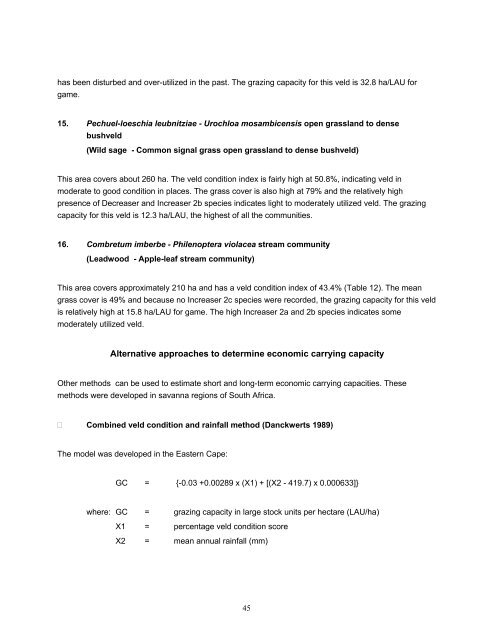 the vegetation types and veld condition - Maremani Nature Reserve