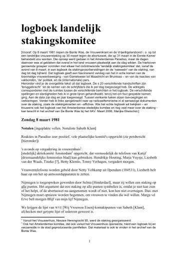 logboek landelijk stakingskomitee - Radicaalfeminisme.nl