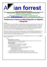Kortkursus in Swart en Wit fotografie en Digitale ... - Forrest Photo