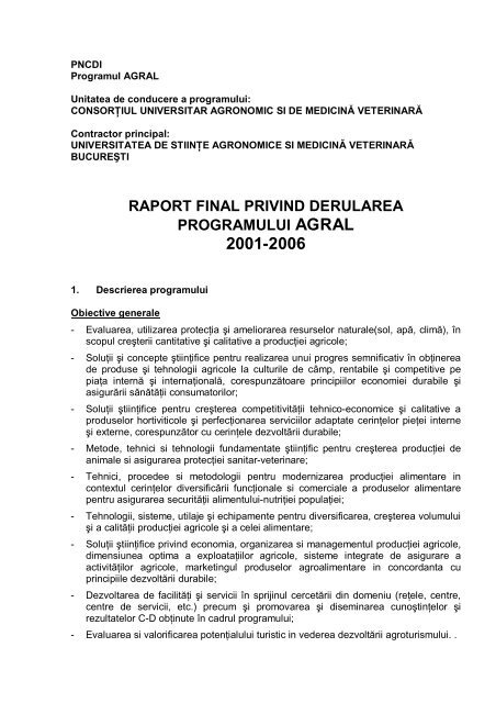 01 RAPORT FINAL AGRAL_2001-2006_TEXT - Program AGRAL