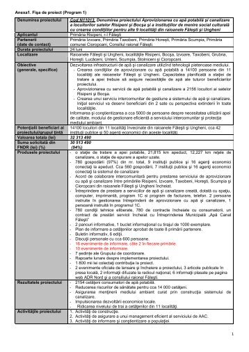 Anexa1. Fişa de proiect (Program 1) - Modernizarea Serviciilor ...