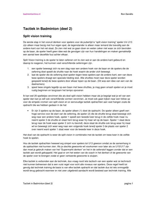 Bijscholing: Tactiek in badminton (deel 2) - Badmintonline