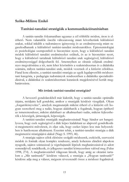 Tanítási-tanulási stratégiák a kommunikációtanításban / 15