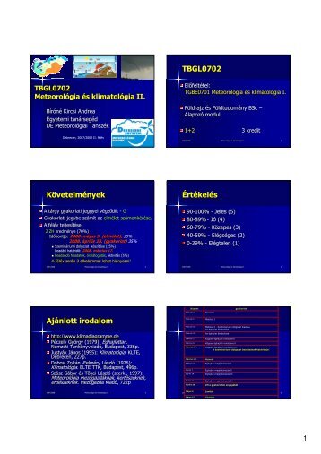 Matematikai-statisztika - Meteorológiai Tanszék