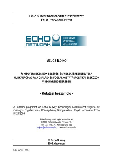 Kutatási beszámoló - Echo Survey