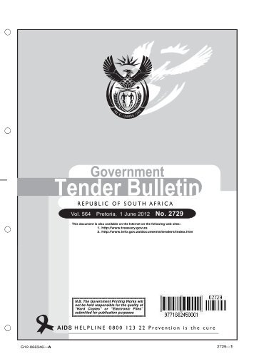 Tender Bulletin: 1 June 2012 - National Treasury