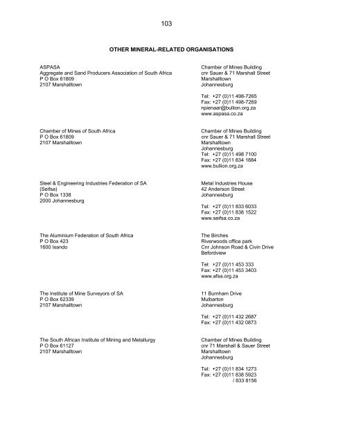 producers of industrial minerals commodities in south ... - InfoMine