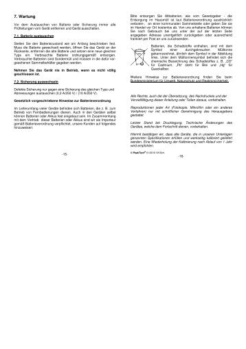 Datenblatt / Anleitung PDF - Elektronik, Technik und Werkzeug