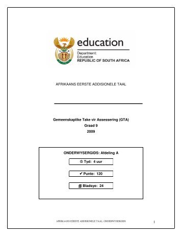 1 AFRIKAANS EERSTE ADDISIONELE TAAL Gemeenskaplike Take ...