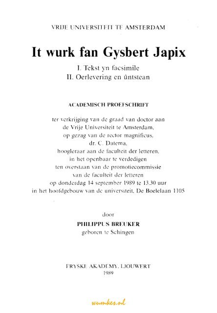 It wurk fan Gysbert Japix - Tresoar