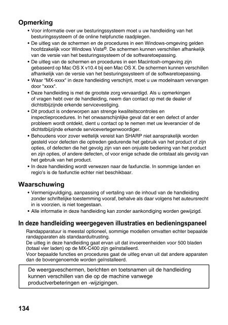 MX-C310/C380/C400 Operation-Manual Quick-Guide NL - Sharp