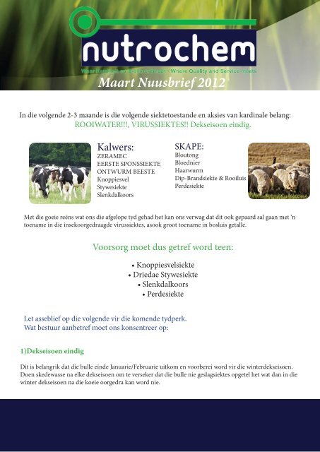 Maart Nuusbrief 2012 - Nutrochem