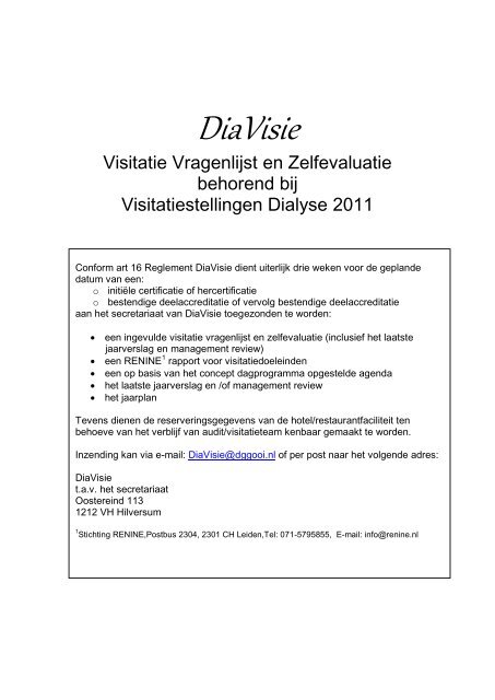 VISITATIESTELLINGEN DIALYSE 2006 - V&VN Dialyse en Nefrologie