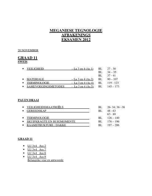 MEGANIESE TEGNOLOGIE AFBAKENINGS EKSAMEN 2012 ...