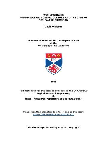 David Olafsson PhD thesis.pdf - University of St Andrews
