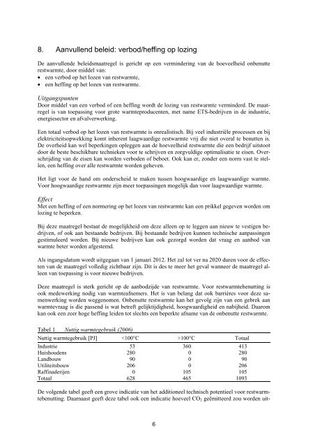 ECN Beleidsstudies Benutting restwarmte 1. Inleiding 2 ...