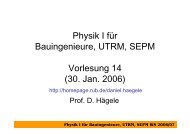 Physik I für Bauingenieure, UTRM, SEPM Vorlesung 14 (30. Jan ...