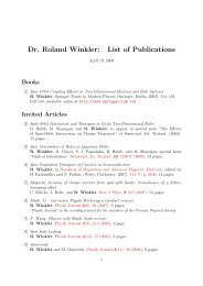 Dr. Roland Winkler: List of Publications