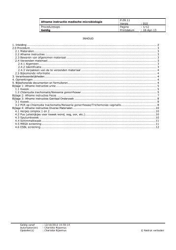 P.09.11 Afname instructie medische microbiologie Versie ... - SHO