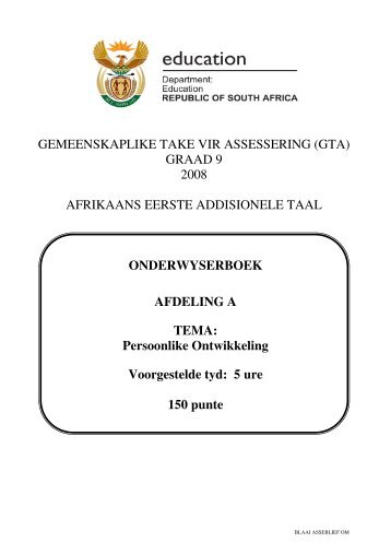 GEMEENSKAPLIKE TAKE VIR ASSESSERING (GTA) GRAAD 9 ...