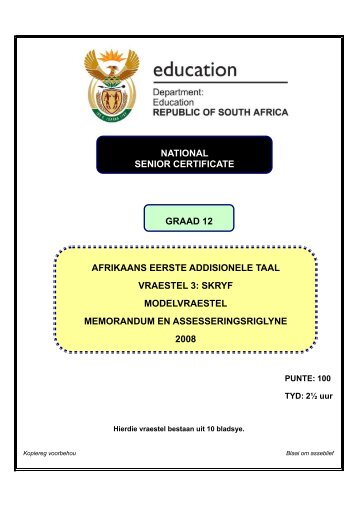 national senior certificate graad 12 afrikaans eerste addisionele taal ...