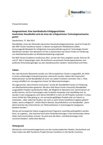 Ausgezeichnet: Eine Saarländische Erfolgsgeschichte - NanoBioNet