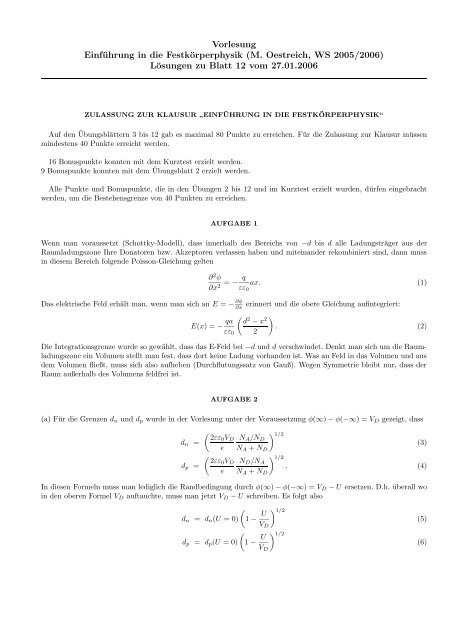 Lösungen zu Blatt 12 vom 27.01.2006