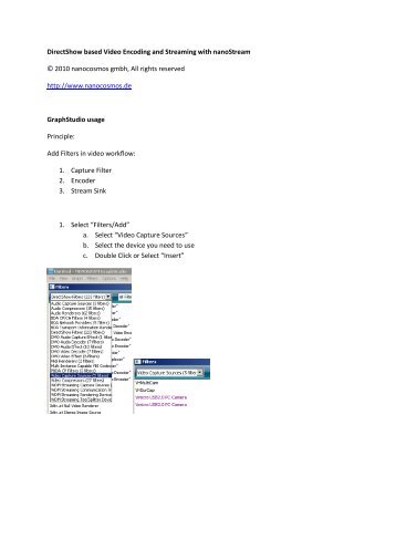 DirectShow based Video Encoding and Streaming with nanoStream ...
