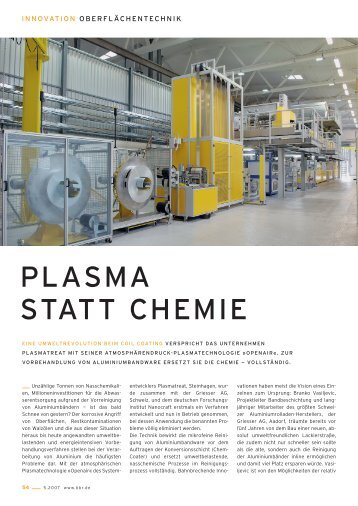 Plasma statt Chemie - NanoCraft Coating GmbH
