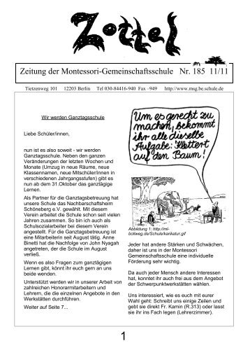 Zeitung der Montessori-Gemeinschaftsschule Nr. 185 11/11