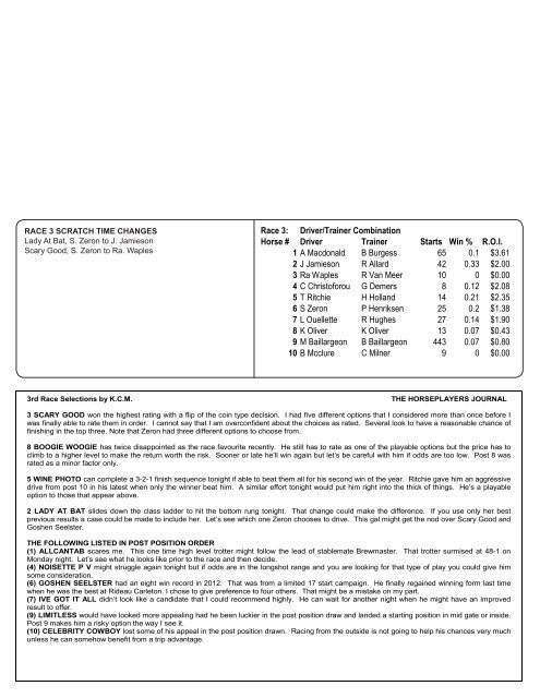 FRIDAY, MAY 3 2013 POST TIME 7:25 P.M. 70 RACING DAY