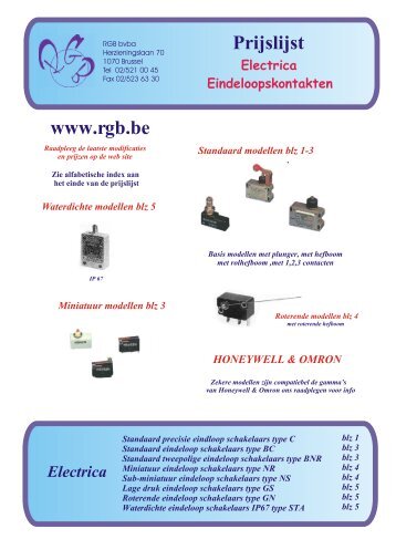 Prijslijst Electrica - nieuw home page RGB bvba