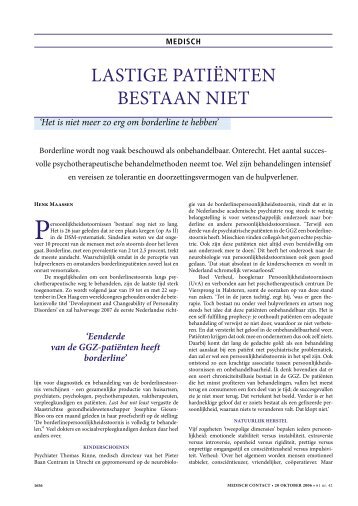 Medisch Contact (oktober 2006): "Lastige patiënten bestaan niet". (pdf)