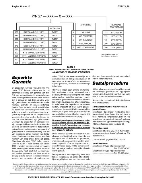 Serie TY-FRB — Staande, Hangende of Verzonken Hangende