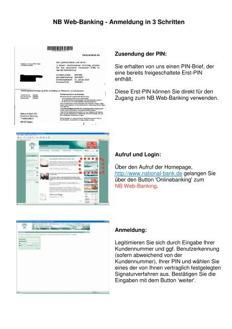 NB Web-Banking - Anmeldung in 3 Schritten - National-Bank AG