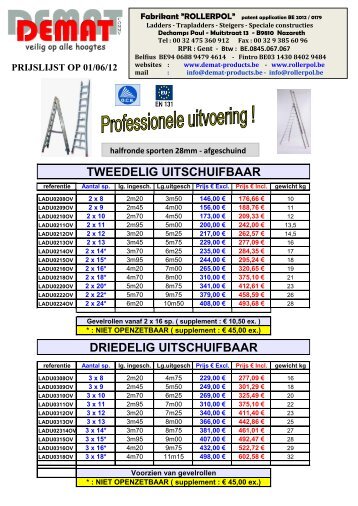 TWEEDELIG UITSCHUIFBAAR DRIEDELIG ... - demat-products