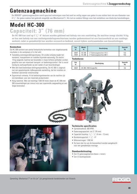 Gatenzaagmachine Model HC-300 Capaciteit: 3” (76 mm) - Ridgid