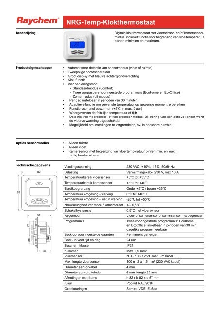 NRG-Temp-Klokthermostaat - Pentair Thermal Controls