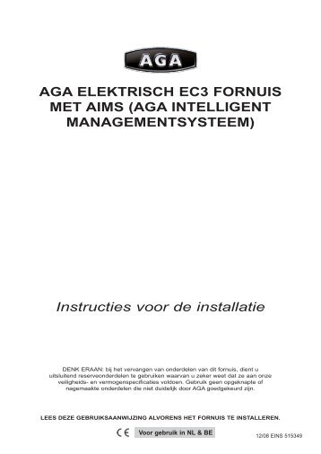 Instructies voor de installatie AGA ELEKTRISCH EC3 ... - Rayburn