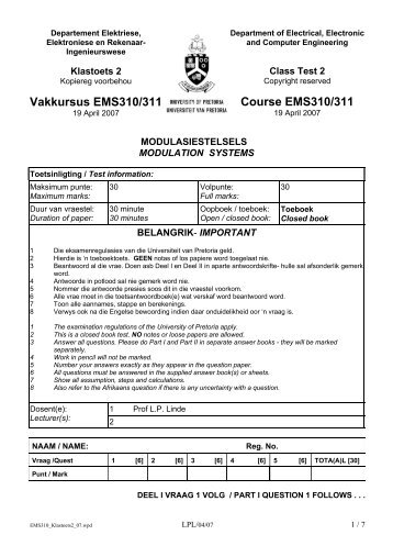 Vakkursus EMS310/311 Course EMS310/311 - Electrical, Electronic ...